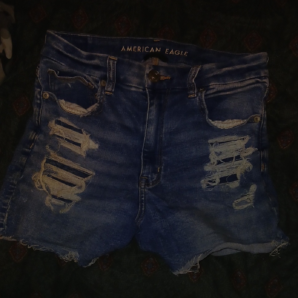 American Eagle Outfitters Distressed Blue Denim Shorts